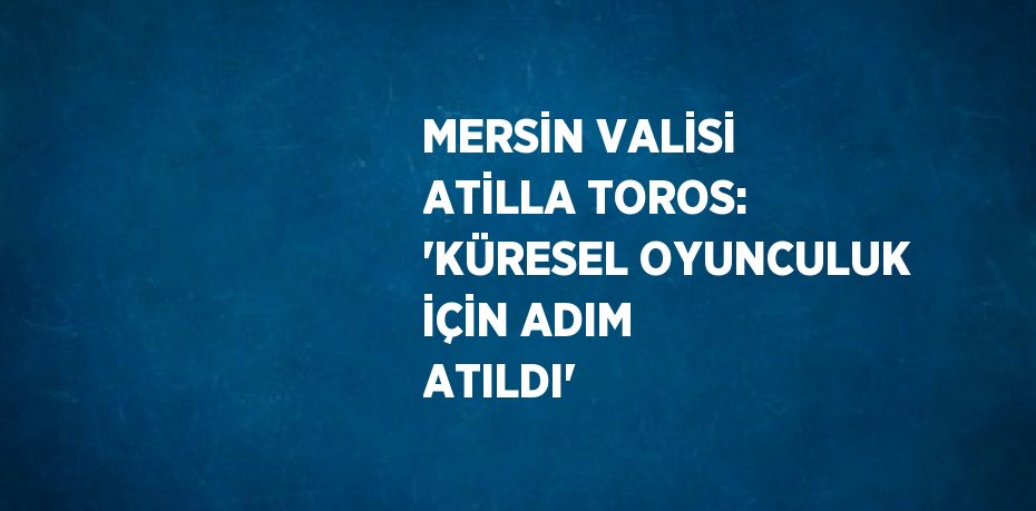 MERSİN VALİSİ ATİLLA TOROS: 'KÜRESEL OYUNCULUK İÇİN ADIM ATILDI'