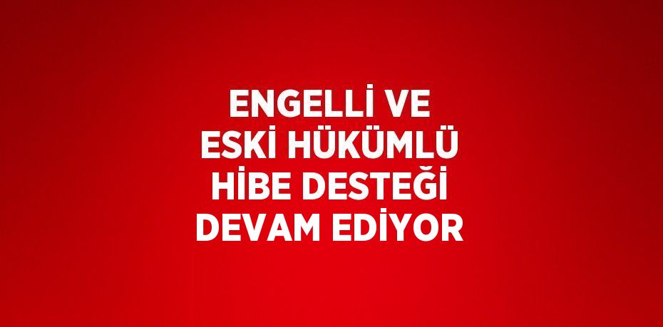 ENGELLİ VE ESKİ HÜKÜMLÜ HİBE DESTEĞİ DEVAM EDİYOR