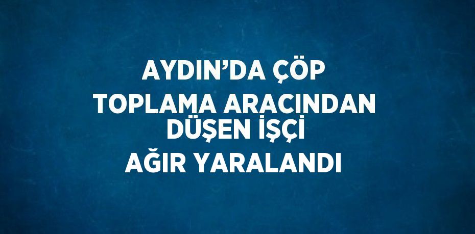 AYDIN’DA ÇÖP TOPLAMA ARACINDAN DÜŞEN İŞÇİ AĞIR YARALANDI