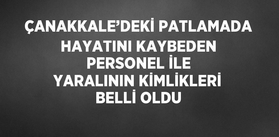 ÇANAKKALE’DEKİ PATLAMADA HAYATINI KAYBEDEN PERSONEL İLE YARALININ KİMLİKLERİ BELLİ OLDU