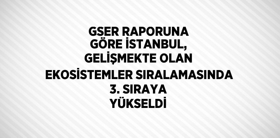 GSER RAPORUNA GÖRE İSTANBUL, GELİŞMEKTE OLAN EKOSİSTEMLER SIRALAMASINDA 3. SIRAYA YÜKSELDİ