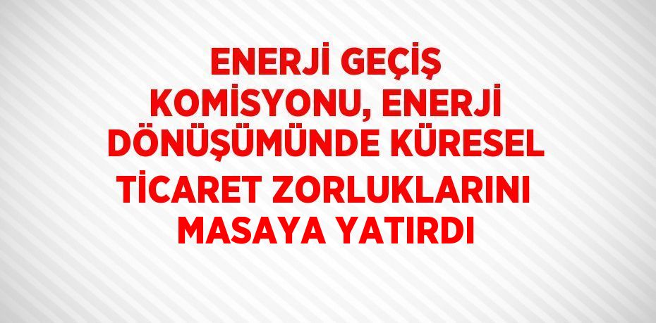 ENERJİ GEÇİŞ KOMİSYONU, ENERJİ DÖNÜŞÜMÜNDE KÜRESEL TİCARET ZORLUKLARINI MASAYA YATIRDI