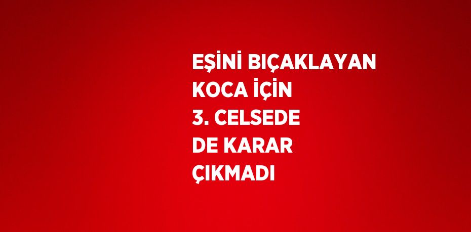 EŞİNİ BIÇAKLAYAN KOCA İÇİN 3. CELSEDE DE KARAR ÇIKMADI