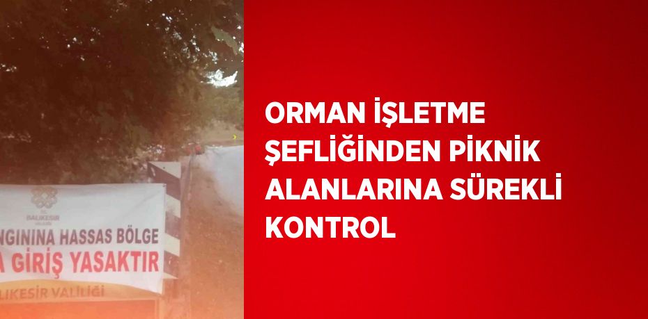 ORMAN İŞLETME ŞEFLİĞİNDEN PİKNİK ALANLARINA SÜREKLİ KONTROL