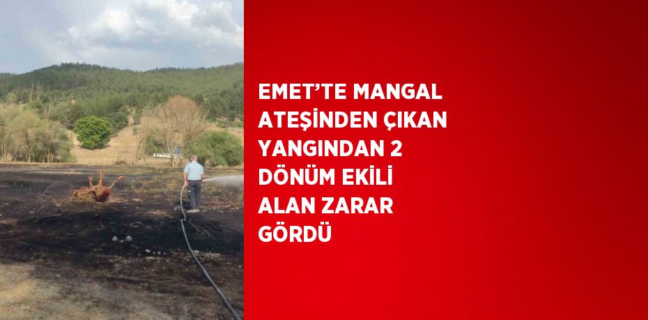 EMET’TE MANGAL ATEŞİNDEN ÇIKAN YANGINDAN 2 DÖNÜM EKİLİ ALAN ZARAR GÖRDÜ