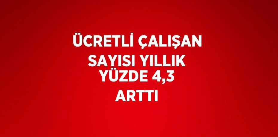 ÜCRETLİ ÇALIŞAN SAYISI YILLIK YÜZDE 4,3 ARTTI