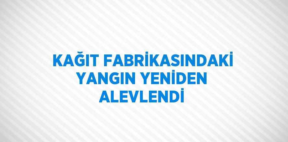 KAĞIT FABRİKASINDAKİ YANGIN YENİDEN ALEVLENDİ