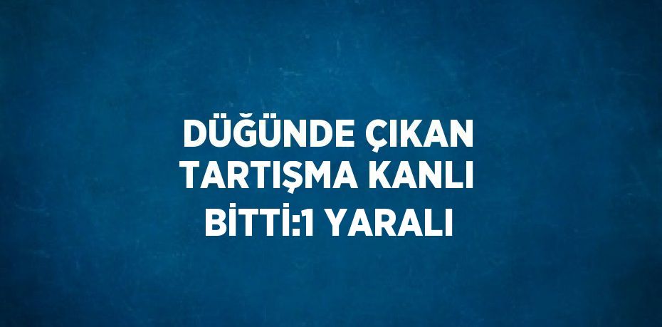 DÜĞÜNDE ÇIKAN TARTIŞMA KANLI BİTTİ:1 YARALI