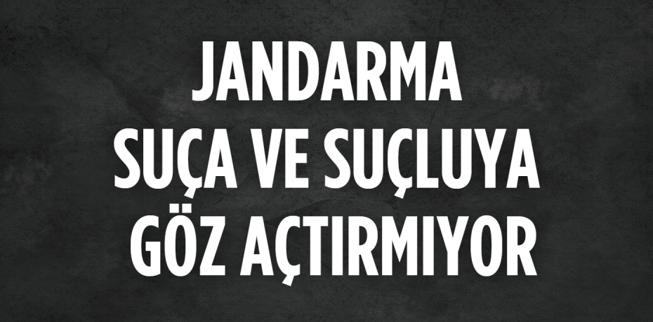 JANDARMA SUÇA VE SUÇLUYA GÖZ AÇTIRMIYOR