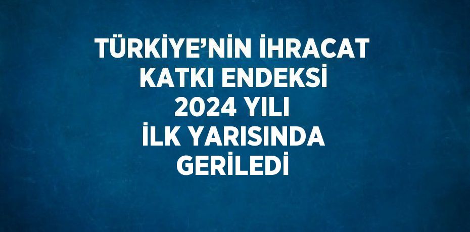 TÜRKİYE’NİN İHRACAT KATKI ENDEKSİ 2024 YILI İLK YARISINDA GERİLEDİ