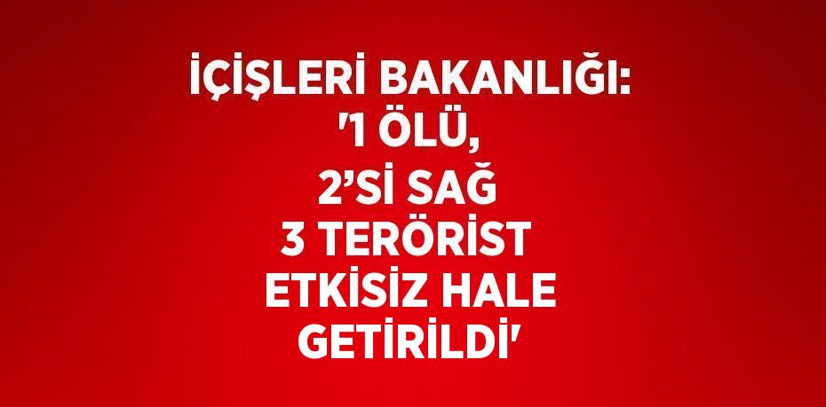 İÇİŞLERİ BAKANLIĞI: '1 ÖLÜ, 2’Sİ SAĞ 3 TERÖRİST ETKİSİZ HALE GETİRİLDİ'