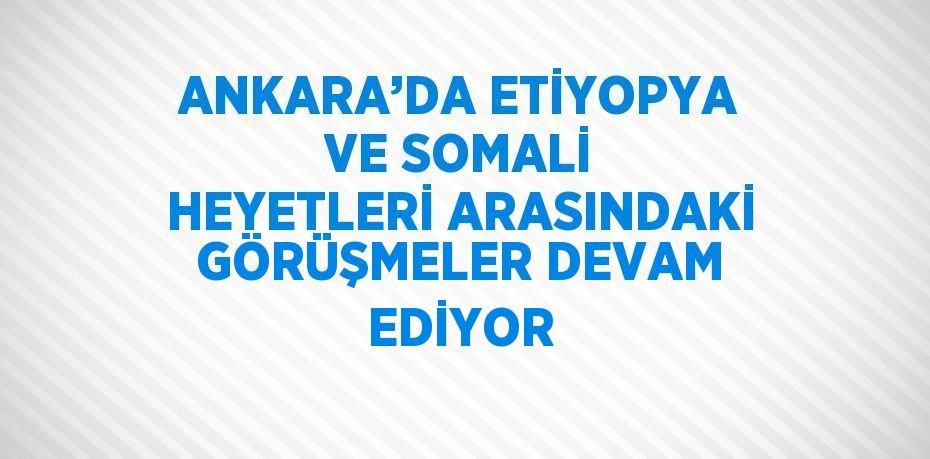 ANKARA’DA ETİYOPYA VE SOMALİ HEYETLERİ ARASINDAKİ GÖRÜŞMELER DEVAM EDİYOR