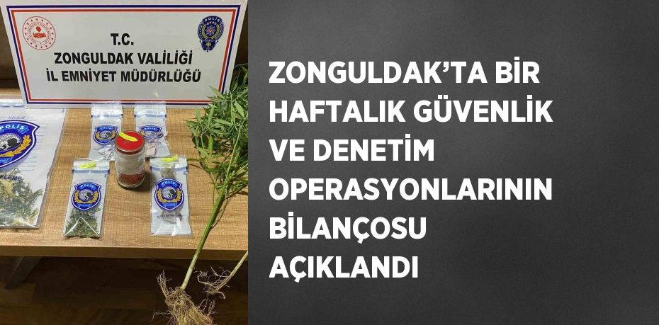 ZONGULDAK’TA BİR HAFTALIK GÜVENLİK VE DENETİM OPERASYONLARININ BİLANÇOSU AÇIKLANDI