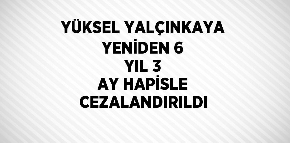 YÜKSEL YALÇINKAYA YENİDEN 6 YIL 3 AY HAPİSLE CEZALANDIRILDI