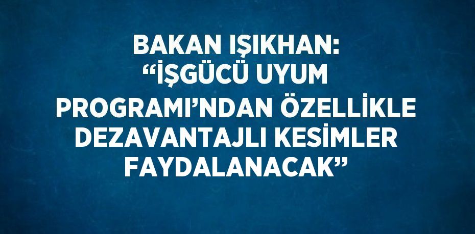 BAKAN IŞIKHAN: ‘‘İŞGÜCÜ UYUM PROGRAMI’NDAN ÖZELLİKLE DEZAVANTAJLI KESİMLER FAYDALANACAK’’