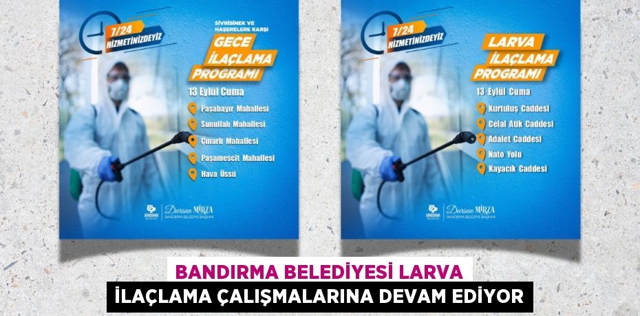 BANDIRMA BELEDİYESİ LARVA İLAÇLAMA ÇALIŞMALARINA DEVAM EDİYOR