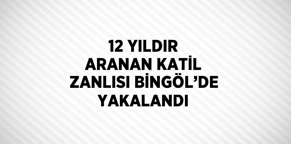 12 YILDIR ARANAN KATİL ZANLISI BİNGÖL’DE YAKALANDI