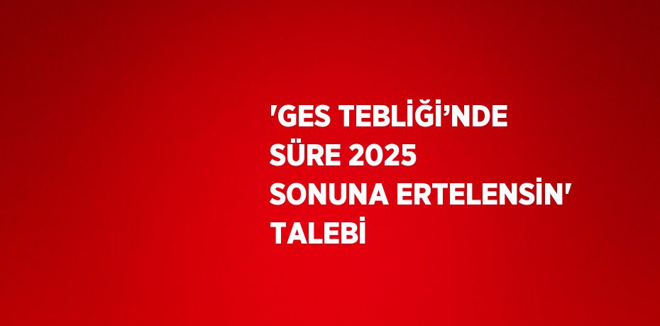 'GES TEBLİĞİ’NDE SÜRE 2025 SONUNA ERTELENSİN' TALEBİ