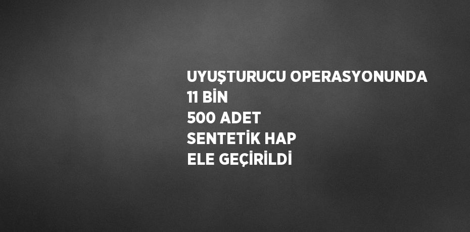 UYUŞTURUCU OPERASYONUNDA 11 BİN 500 ADET SENTETİK HAP ELE GEÇİRİLDİ