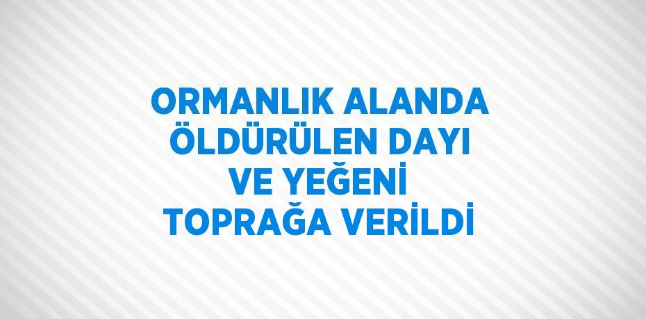 ORMANLIK ALANDA ÖLDÜRÜLEN DAYI VE YEĞENİ TOPRAĞA VERİLDİ