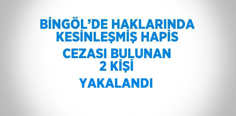 BİNGÖL’DE HAKLARINDA KESİNLEŞMİŞ HAPİS CEZASI BULUNAN 2 KİŞİ YAKALANDI