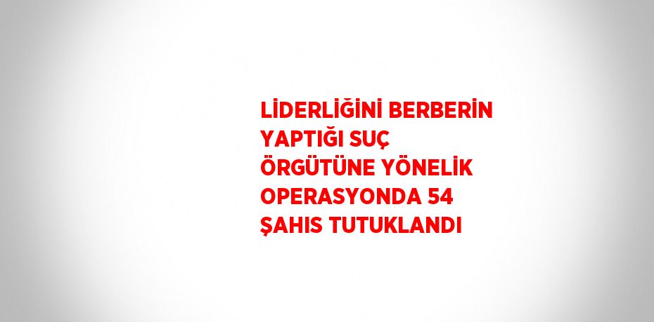 LİDERLİĞİNİ BERBERİN YAPTIĞI SUÇ ÖRGÜTÜNE YÖNELİK OPERASYONDA 54 ŞAHIS TUTUKLANDI