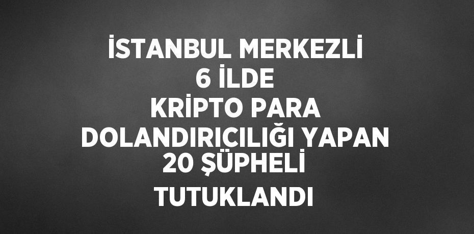 İSTANBUL MERKEZLİ 6 İLDE KRİPTO PARA DOLANDIRICILIĞI YAPAN 20 ŞÜPHELİ TUTUKLANDI