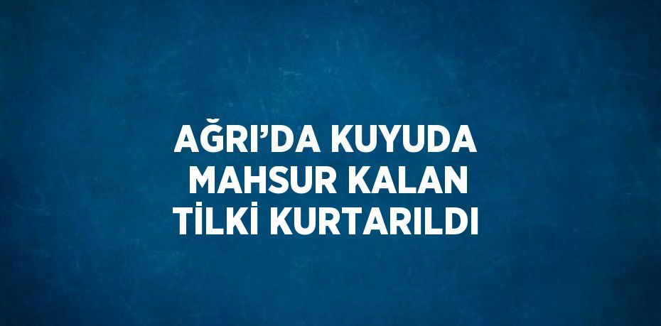 AĞRI’DA KUYUDA MAHSUR KALAN TİLKİ KURTARILDI