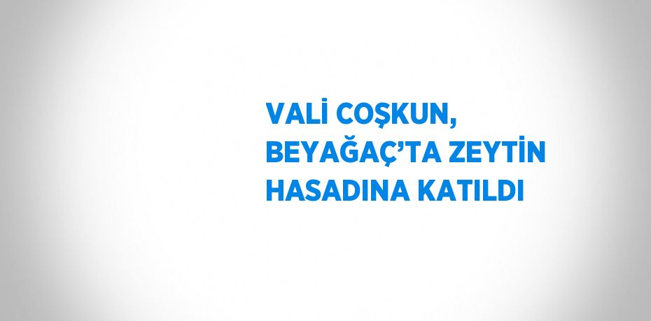 VALİ COŞKUN, BEYAĞAÇ’TA ZEYTİN HASADINA KATILDI