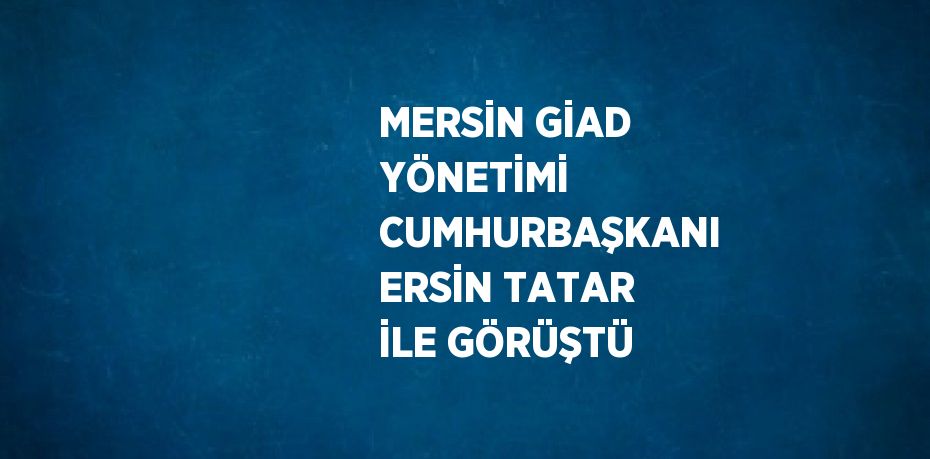 MERSİN GİAD YÖNETİMİ CUMHURBAŞKANI ERSİN TATAR İLE GÖRÜŞTÜ