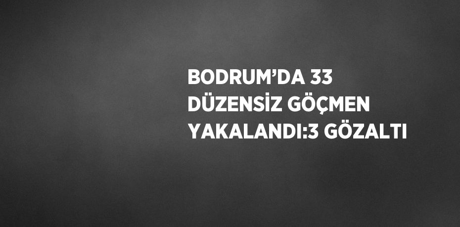 BODRUM’DA 33 DÜZENSİZ GÖÇMEN YAKALANDI:3 GÖZALTI