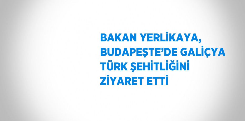 BAKAN YERLİKAYA, BUDAPEŞTE’DE GALİÇYA TÜRK ŞEHİTLİĞİNİ ZİYARET ETTİ