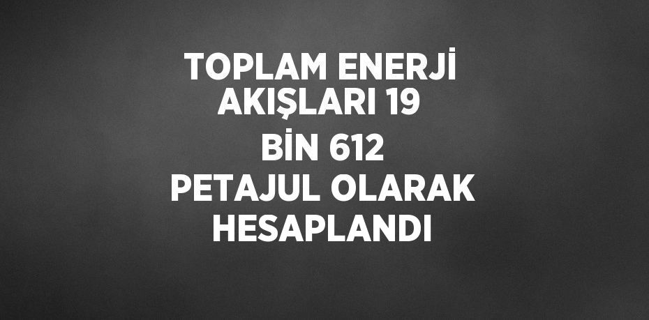 TOPLAM ENERJİ AKIŞLARI 19 BİN 612 PETAJUL OLARAK HESAPLANDI