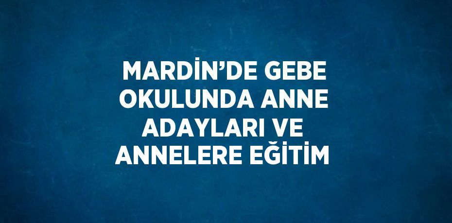 MARDİN’DE GEBE OKULUNDA ANNE ADAYLARI VE ANNELERE EĞİTİM