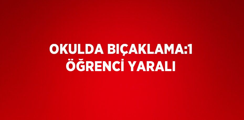 OKULDA BIÇAKLAMA:1 ÖĞRENCİ YARALI