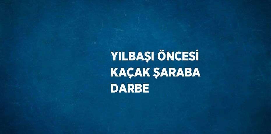 YILBAŞI ÖNCESİ KAÇAK ŞARABA DARBE