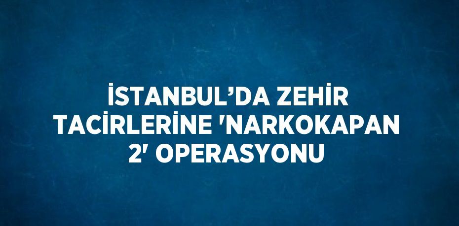 İSTANBUL’DA ZEHİR TACİRLERİNE 'NARKOKAPAN 2' OPERASYONU