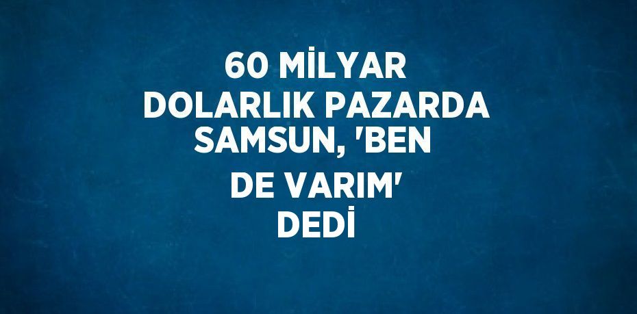 60 MİLYAR DOLARLIK PAZARDA SAMSUN, 'BEN DE VARIM' DEDİ