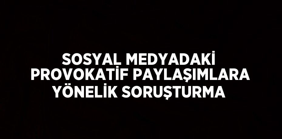 SOSYAL MEDYADAKİ PROVOKATİF PAYLAŞIMLARA YÖNELİK SORUŞTURMA