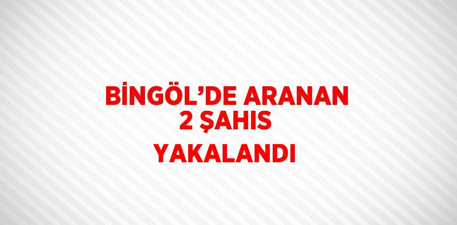 BİNGÖL’DE ARANAN 2 ŞAHIS YAKALANDI