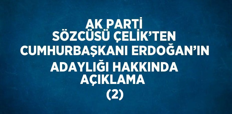 AK PARTİ SÖZCÜSÜ ÇELİK’TEN CUMHURBAŞKANI ERDOĞAN’IN ADAYLIĞI HAKKINDA AÇIKLAMA  (2)