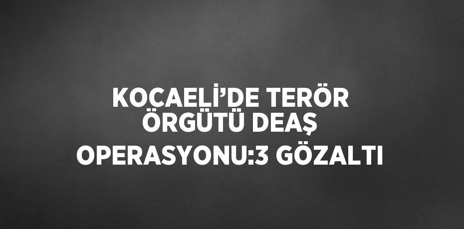 KOCAELİ’DE TERÖR ÖRGÜTÜ DEAŞ OPERASYONU:3 GÖZALTI
