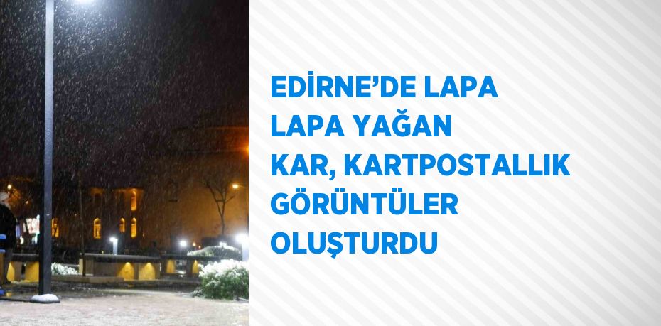 EDİRNE’DE LAPA LAPA YAĞAN KAR, KARTPOSTALLIK GÖRÜNTÜLER OLUŞTURDU