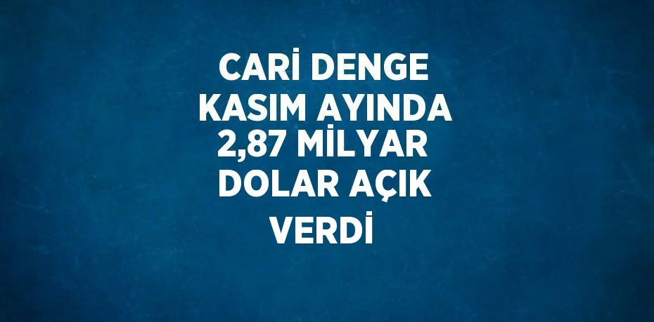 CARİ DENGE KASIM AYINDA 2,87 MİLYAR DOLAR AÇIK VERDİ