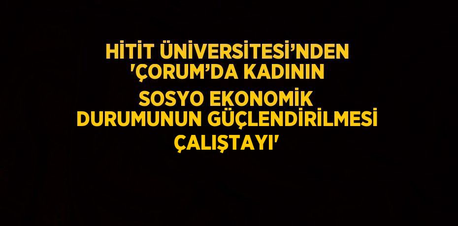 HİTİT ÜNİVERSİTESİ’NDEN 'ÇORUM’DA KADININ SOSYO EKONOMİK DURUMUNUN GÜÇLENDİRİLMESİ ÇALIŞTAYI'