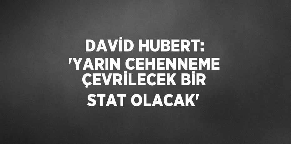 DAVİD HUBERT: 'YARIN CEHENNEME ÇEVRİLECEK BİR STAT OLACAK'