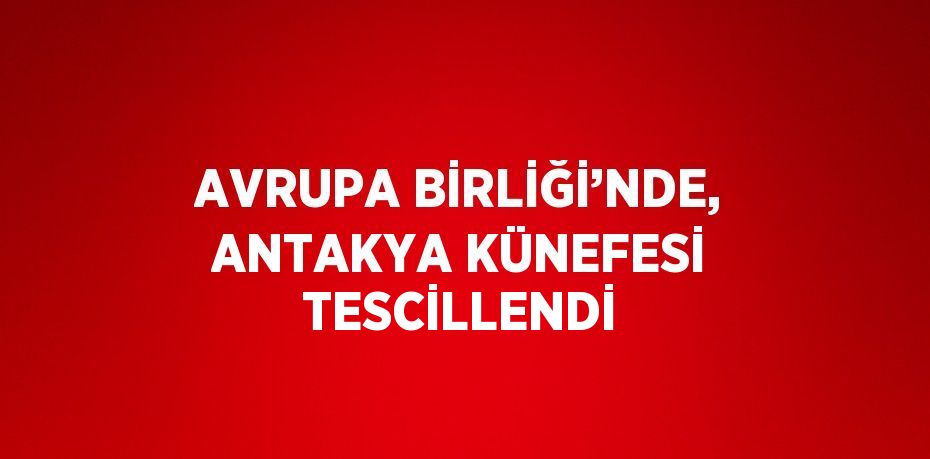 AVRUPA BİRLİĞİ’NDE, ANTAKYA KÜNEFESİ TESCİLLENDİ