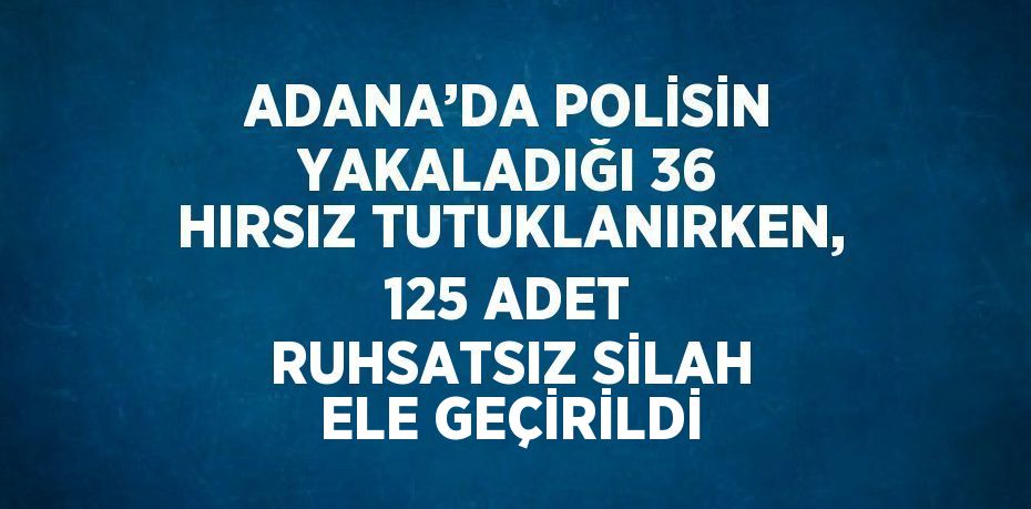 ADANA’DA POLİSİN YAKALADIĞI 36 HIRSIZ TUTUKLANIRKEN, 125 ADET RUHSATSIZ SİLAH ELE GEÇİRİLDİ
