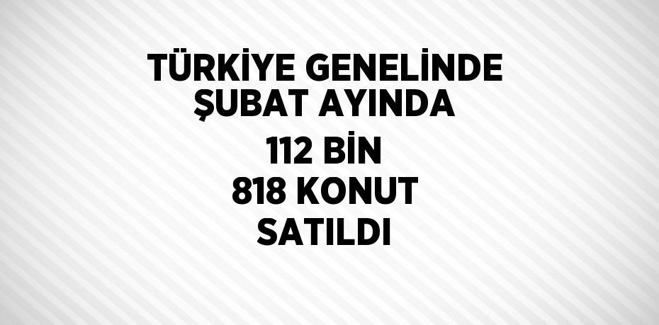 TÜRKİYE GENELİNDE ŞUBAT AYINDA 112 BİN 818 KONUT SATILDI