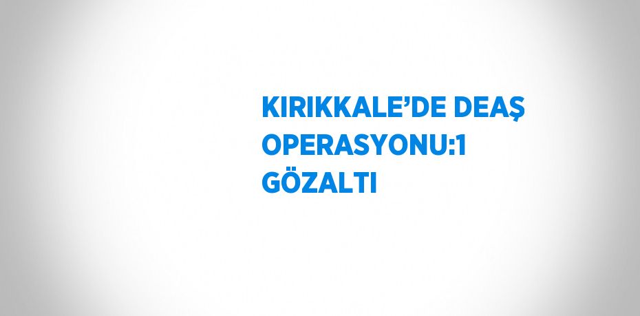 KIRIKKALE’DE DEAŞ OPERASYONU:1 GÖZALTI